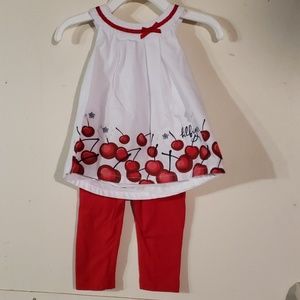 Pant & top set cherry's & flowers!